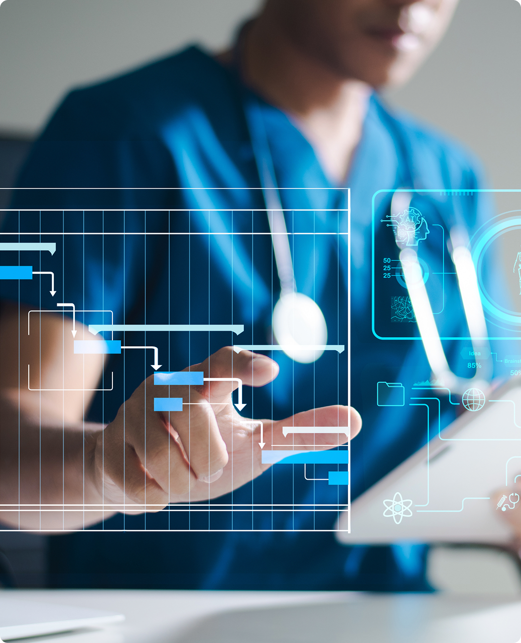 image of a nurse reviewing medical information in real time
