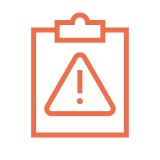 Icon of a clipboard with a warning logo