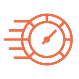 Icon of a speedometer in orange